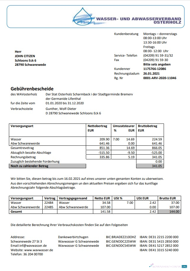 download download Germany Wavwasser utility bill